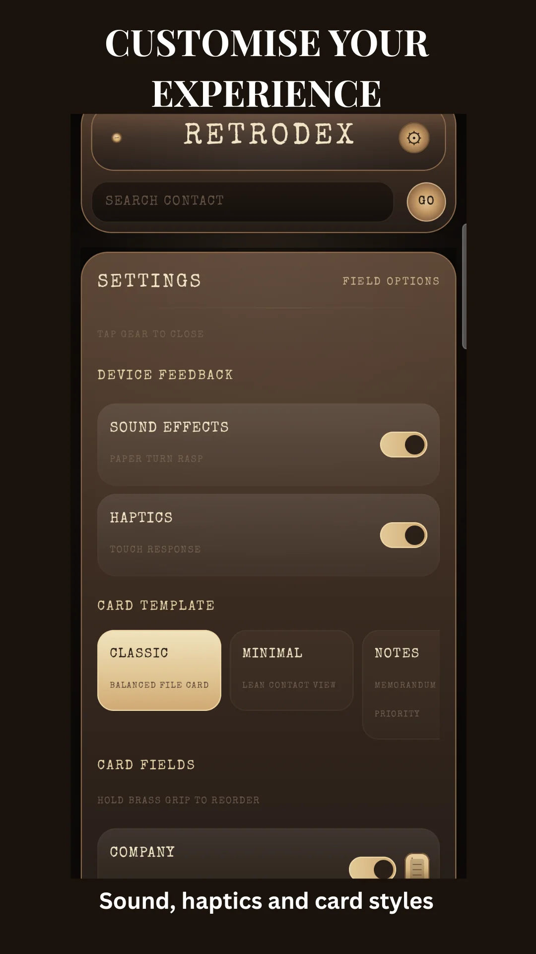 RetroDex customisation promotional app screen