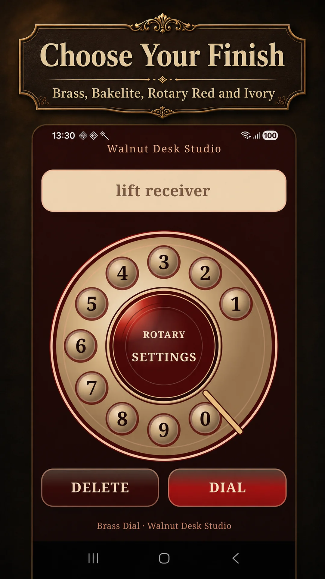 Brass Dial rotary dialler promotional screen