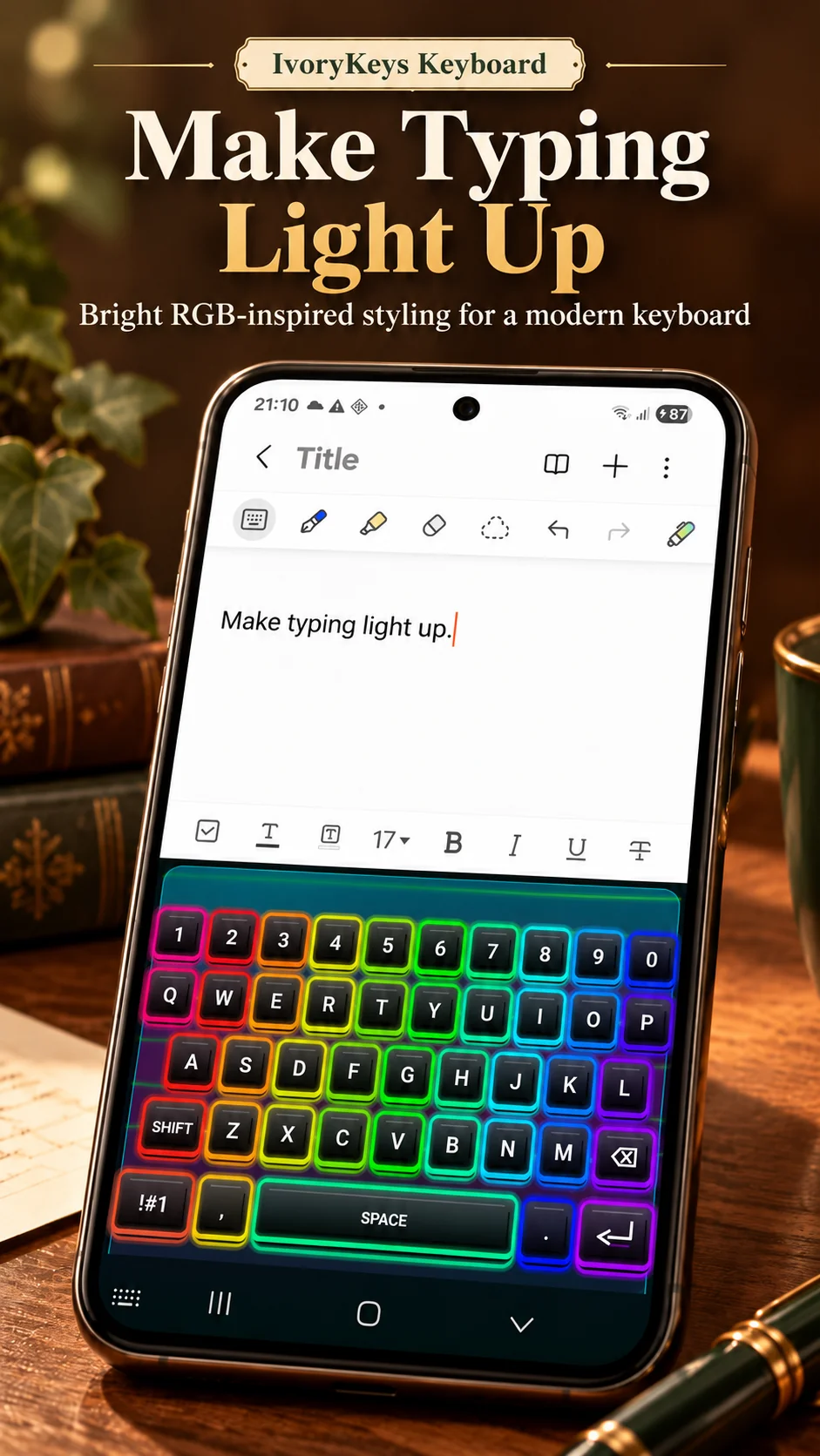 IvoryKeys RGB gaming keyboard promotional visual